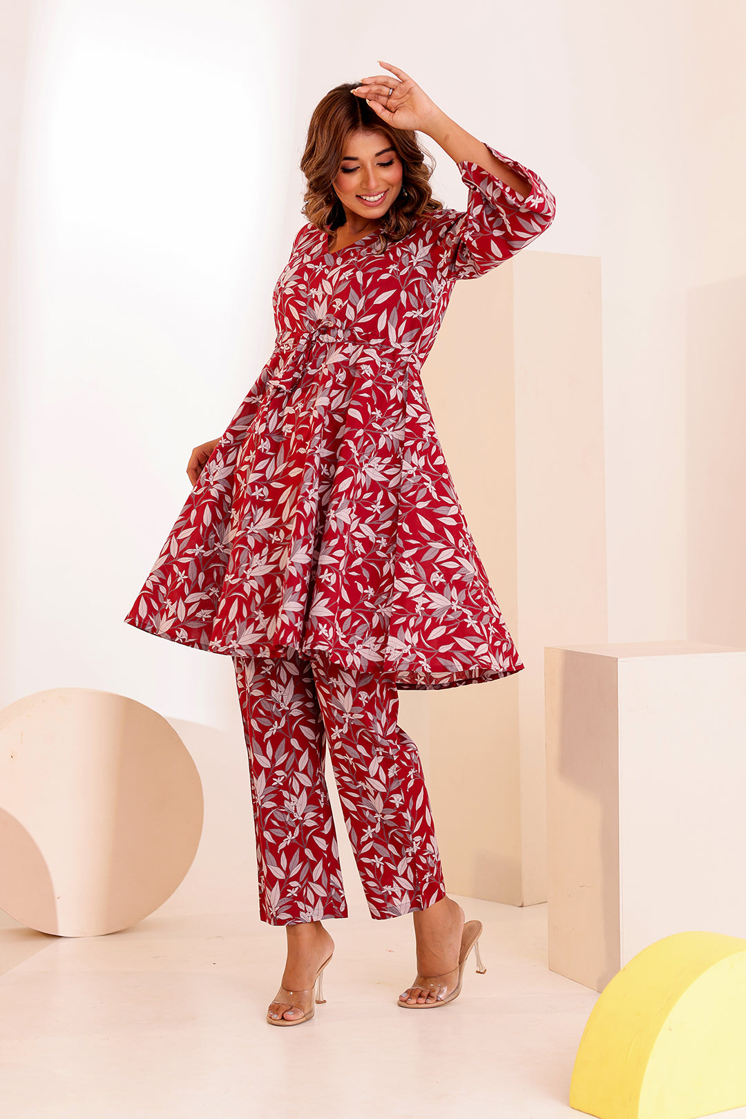 Canon Maroon Cotton Coord Set