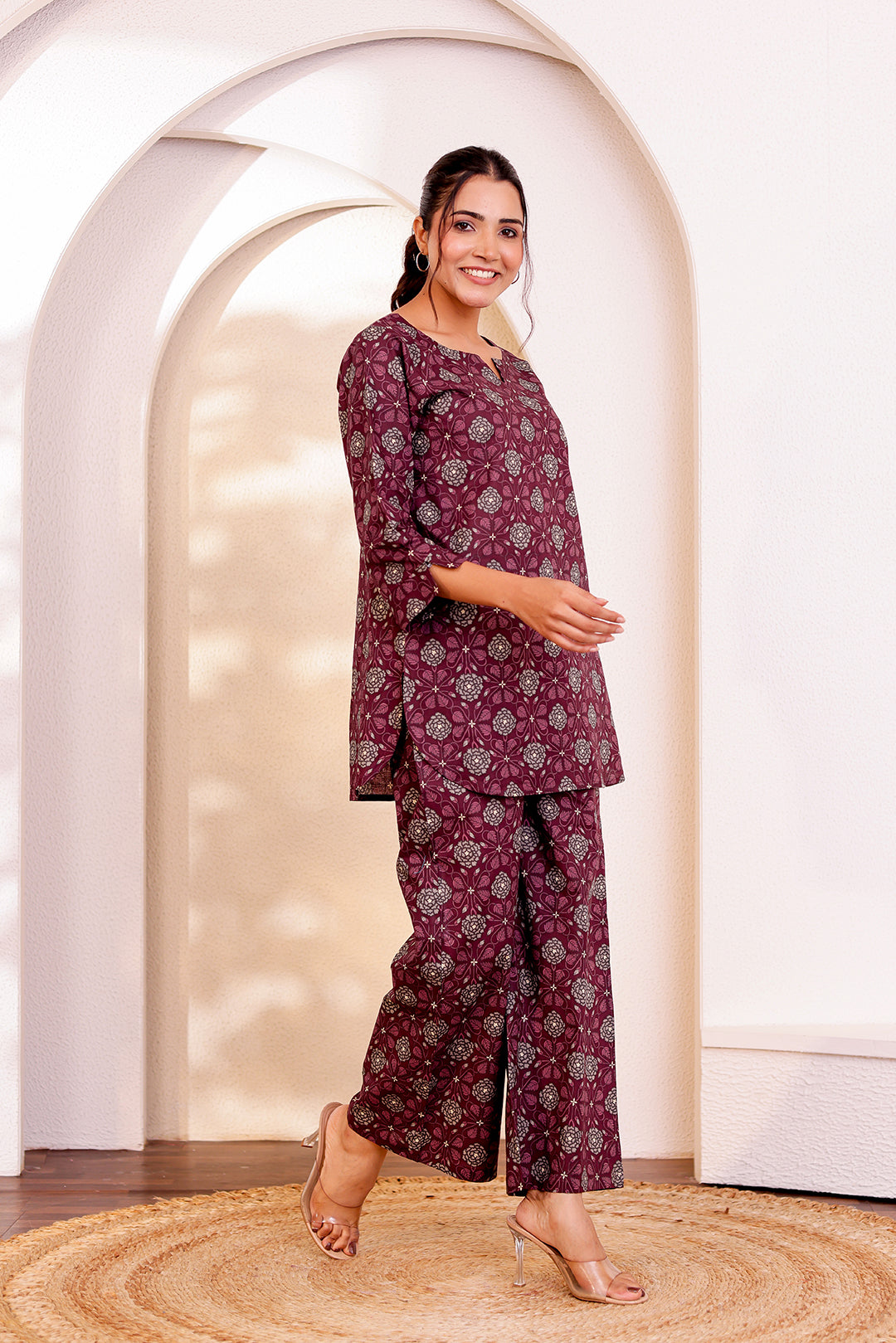 Dark Mauve Cotton Coord Set