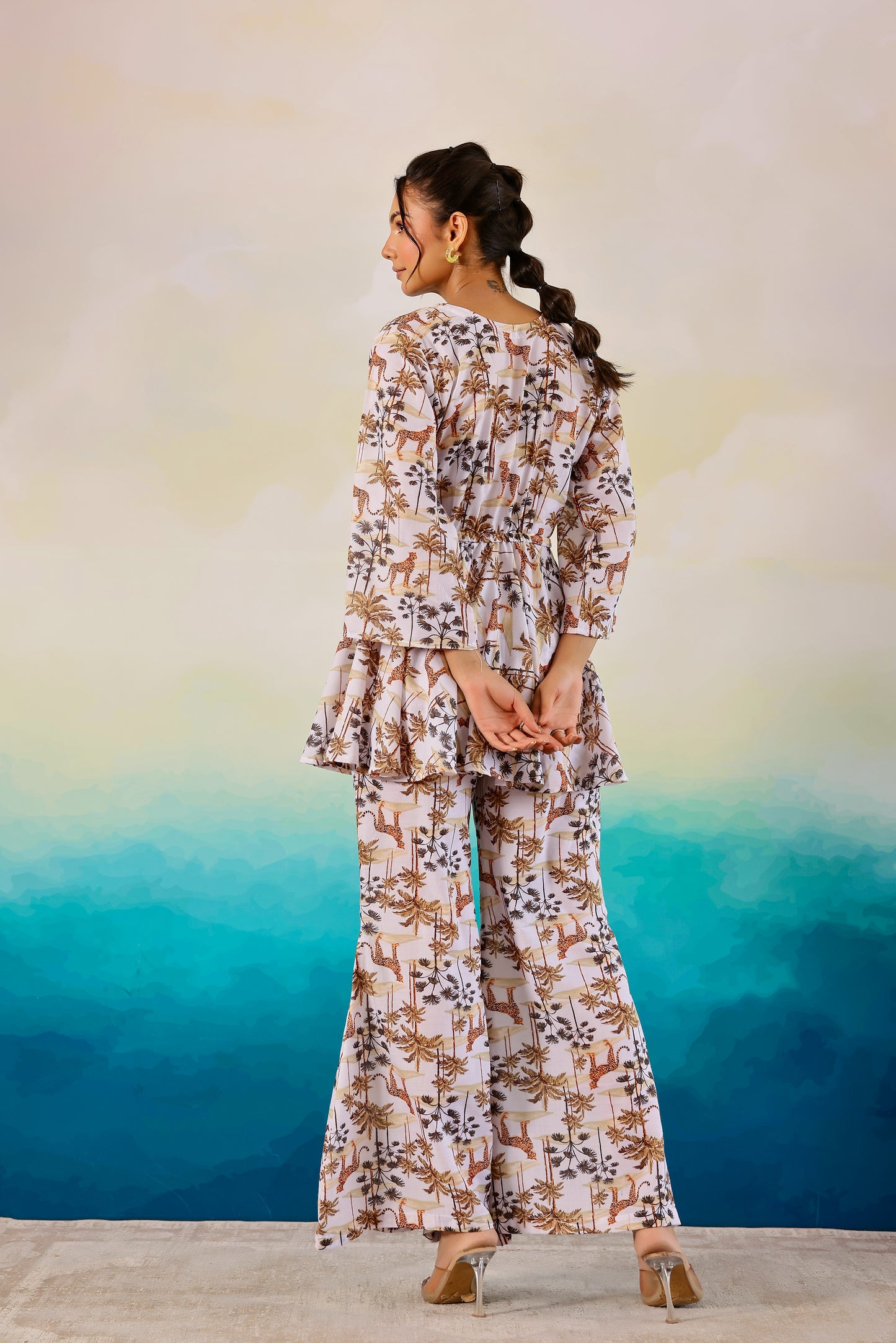 White Jungle Printed Coord Set