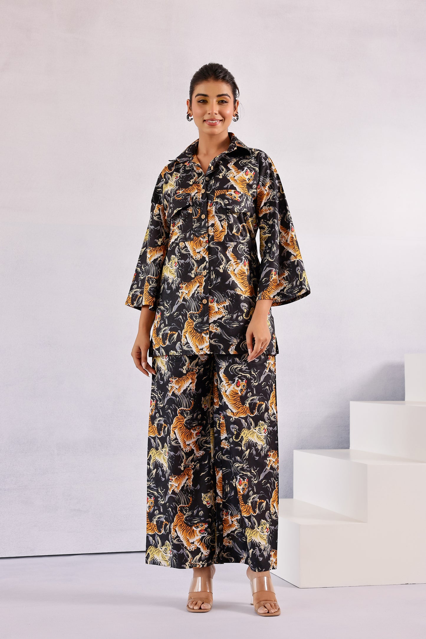 Black Tiger Printed Coord Set