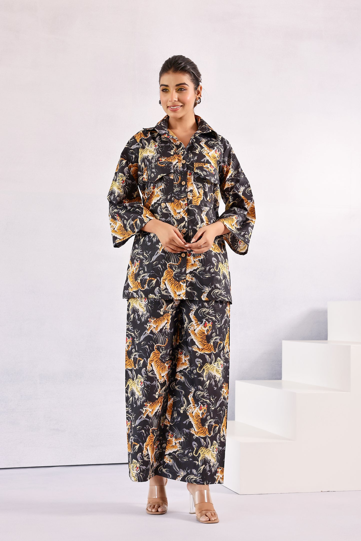 Black Tiger Printed Coord Set