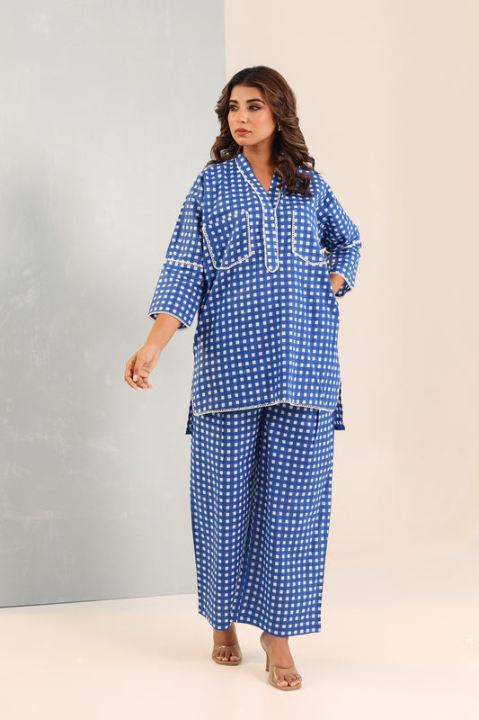 Poppy Blue Checks Coord Set