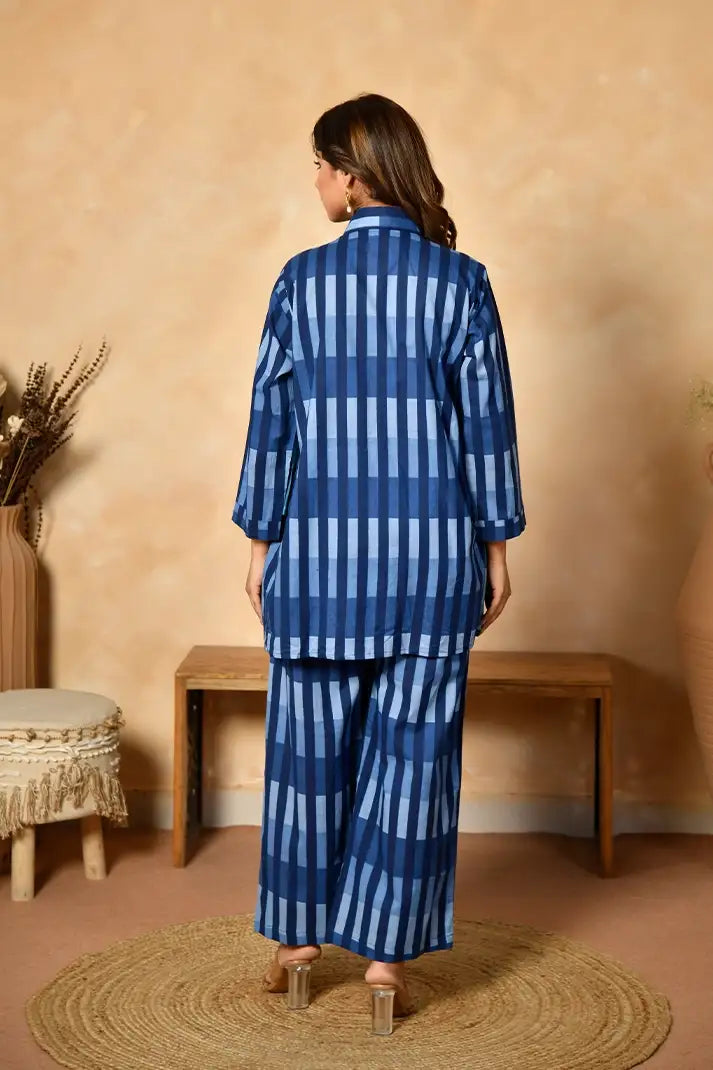 Indigo Layers Cotton Coord Set