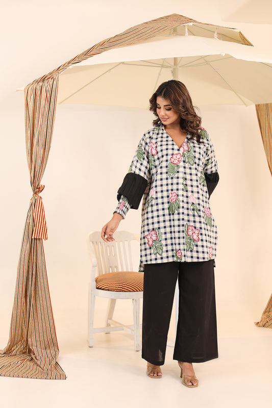 Gingham Blue Cotton Coord Set