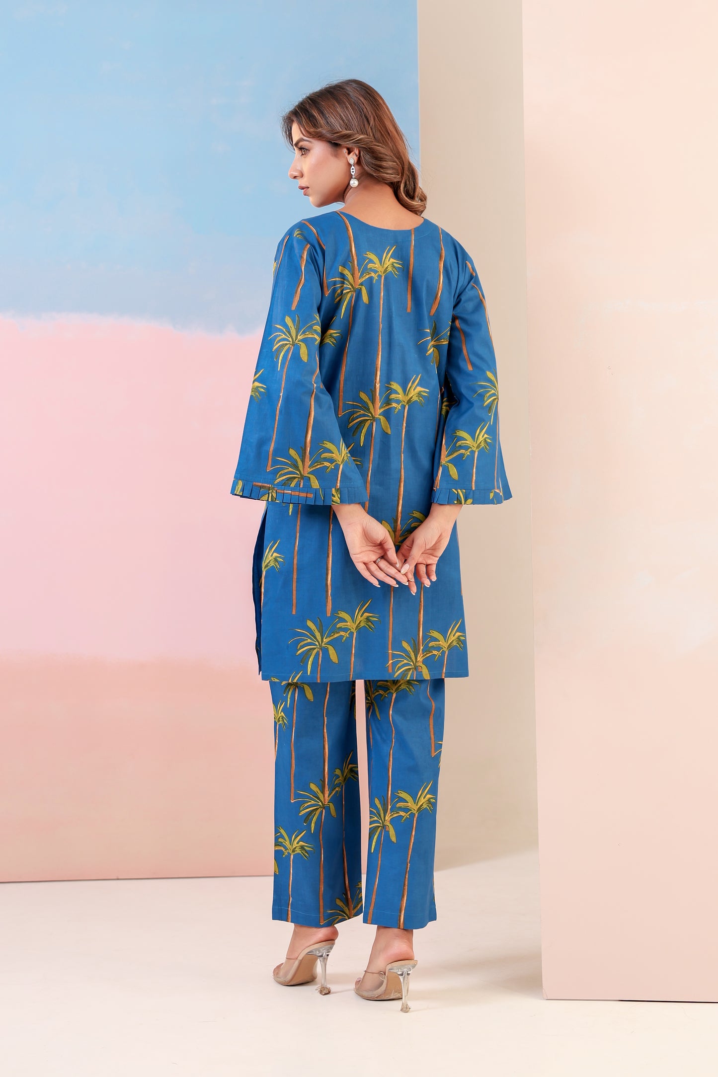 Oceanic Blue Cotton Coord Set