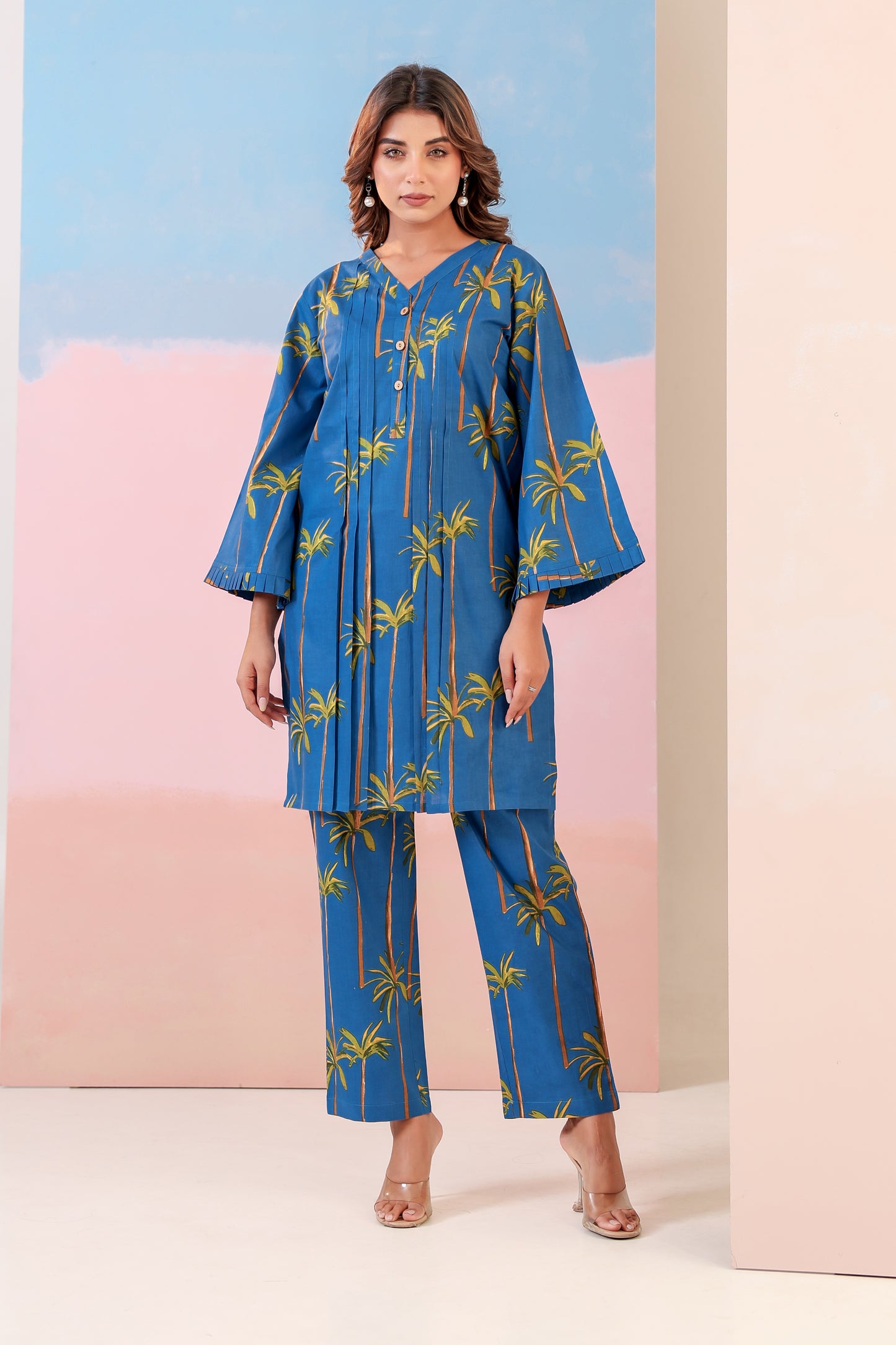 Oceanic Blue Cotton Coord Set