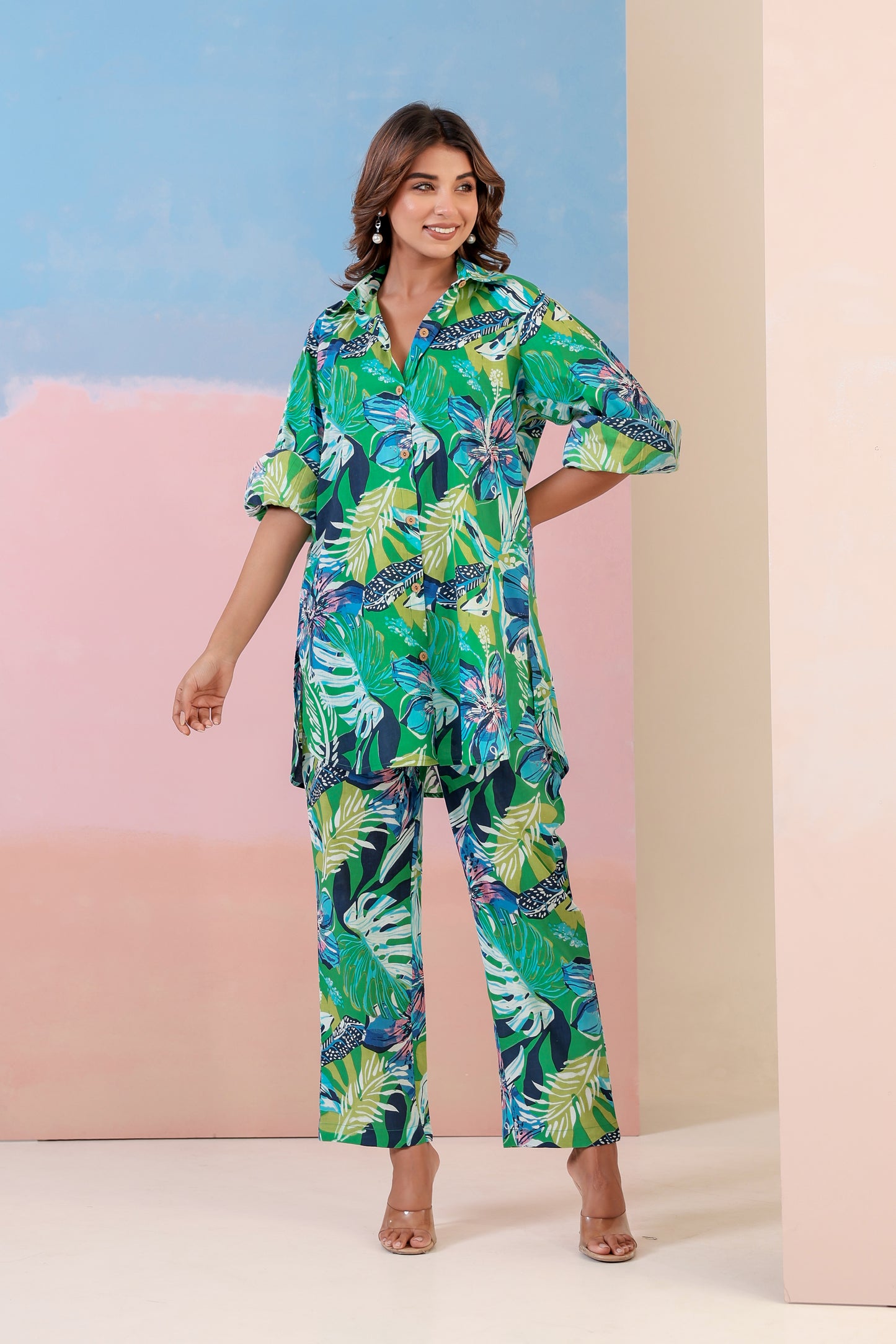 Leafy Mirage Cotton Coord Set
