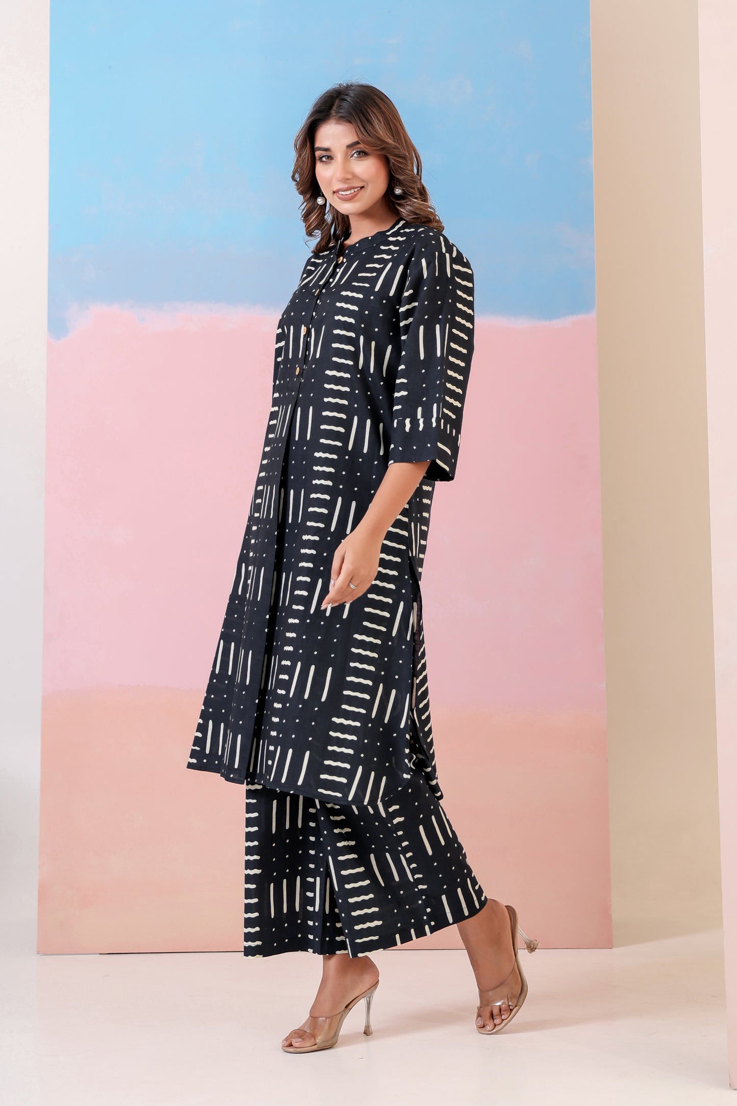 Elegant Black Print Coord Set