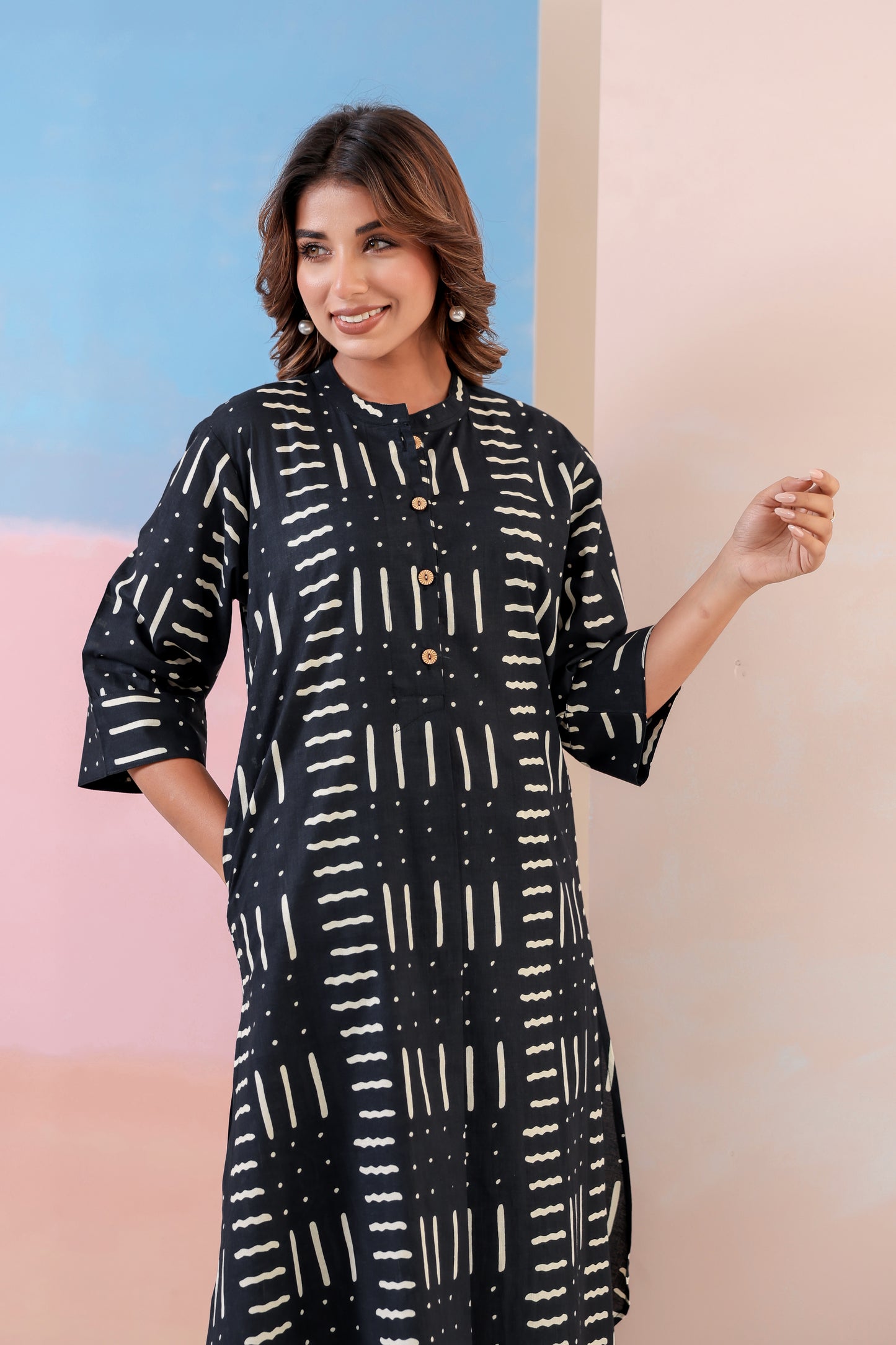 Elegant Black Print Coord Set