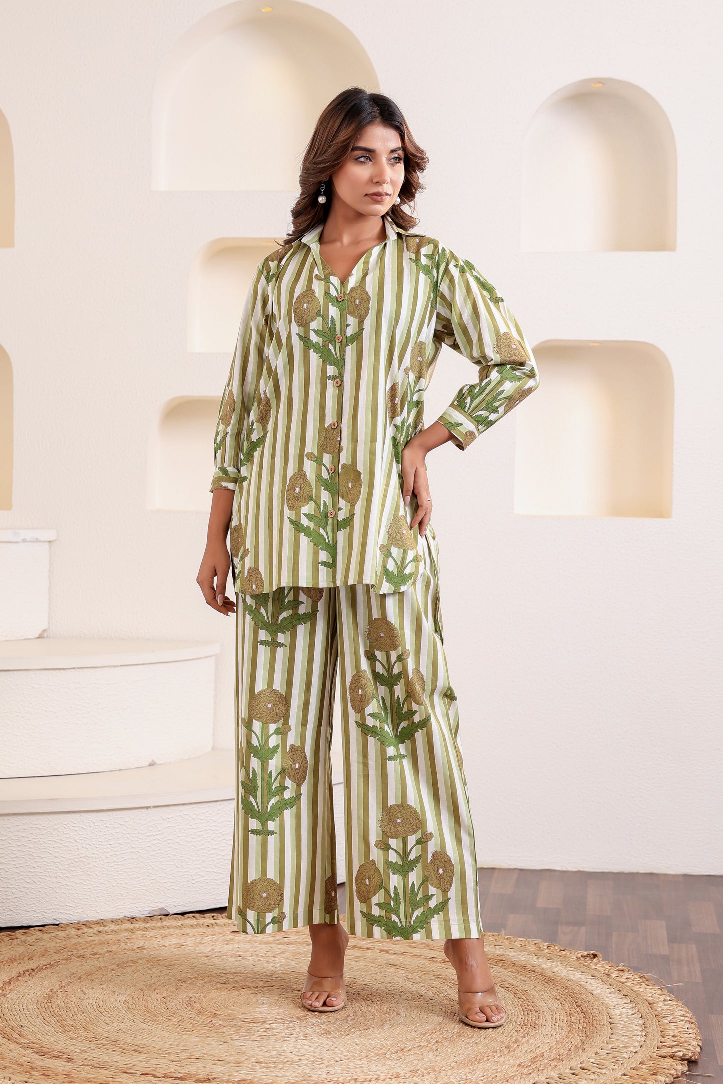 Jade Green Stripe Coord Set