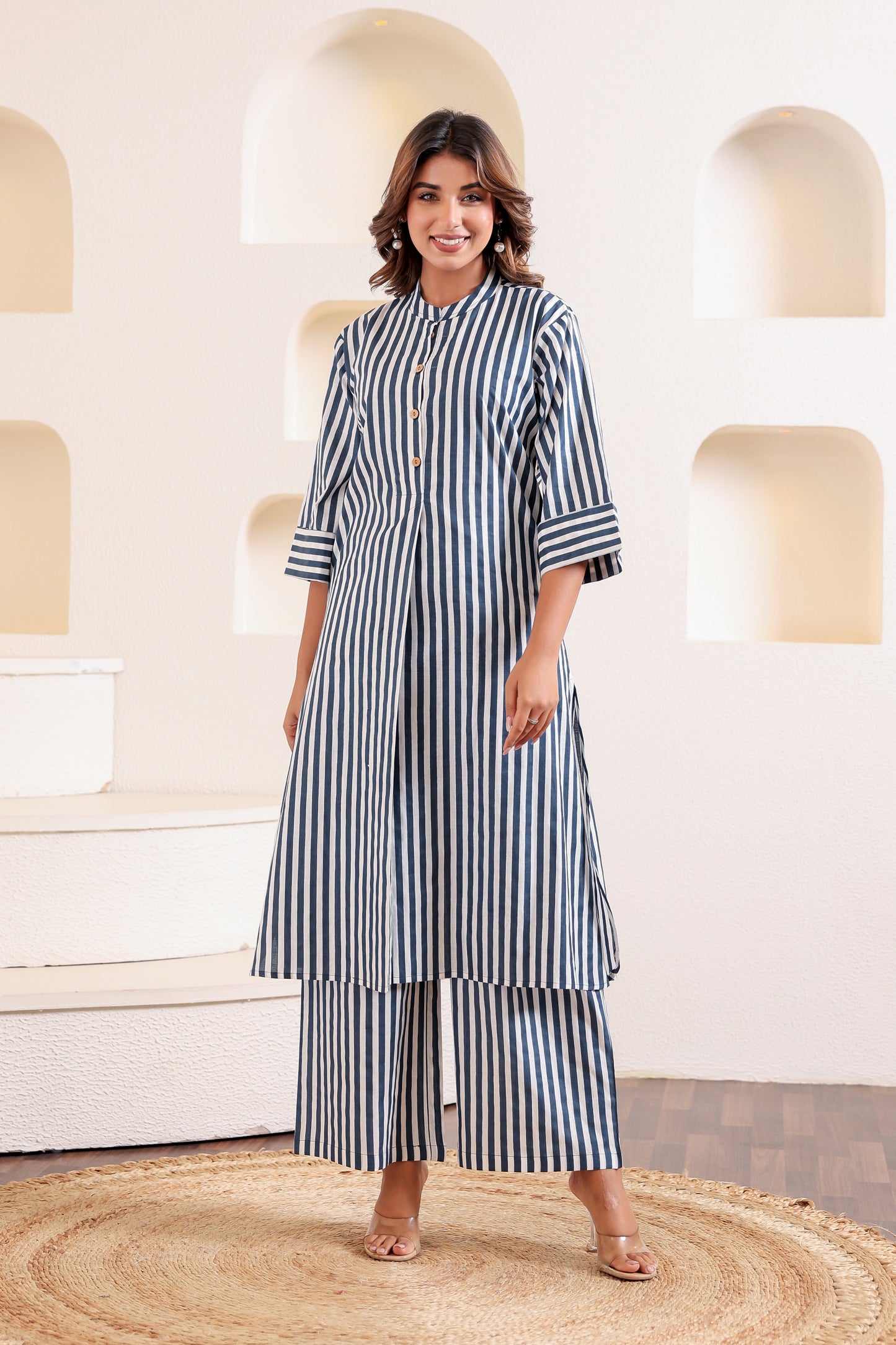 Sleek Blue Cotton Coord Set