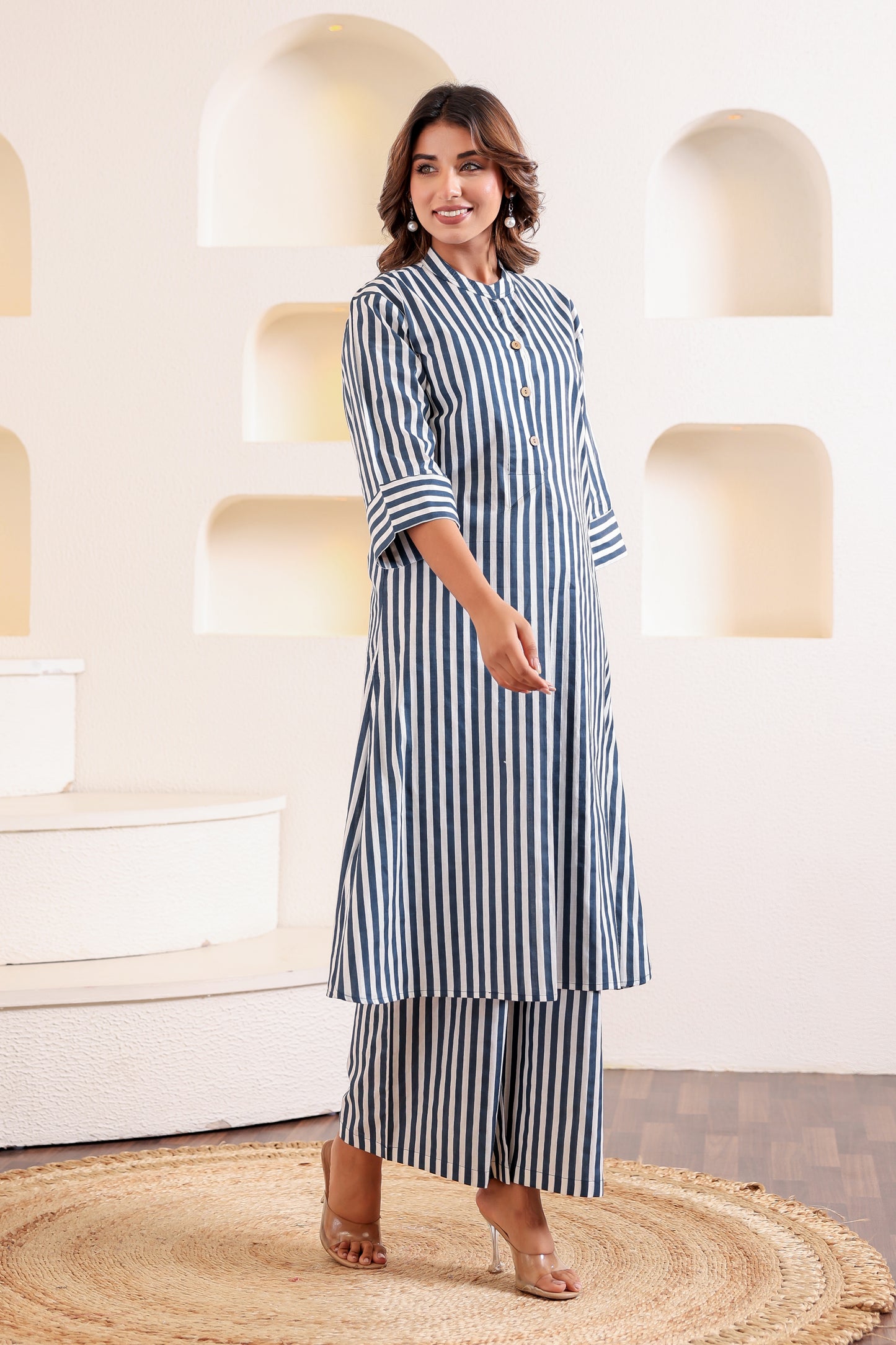 Sleek Blue Cotton Coord Set