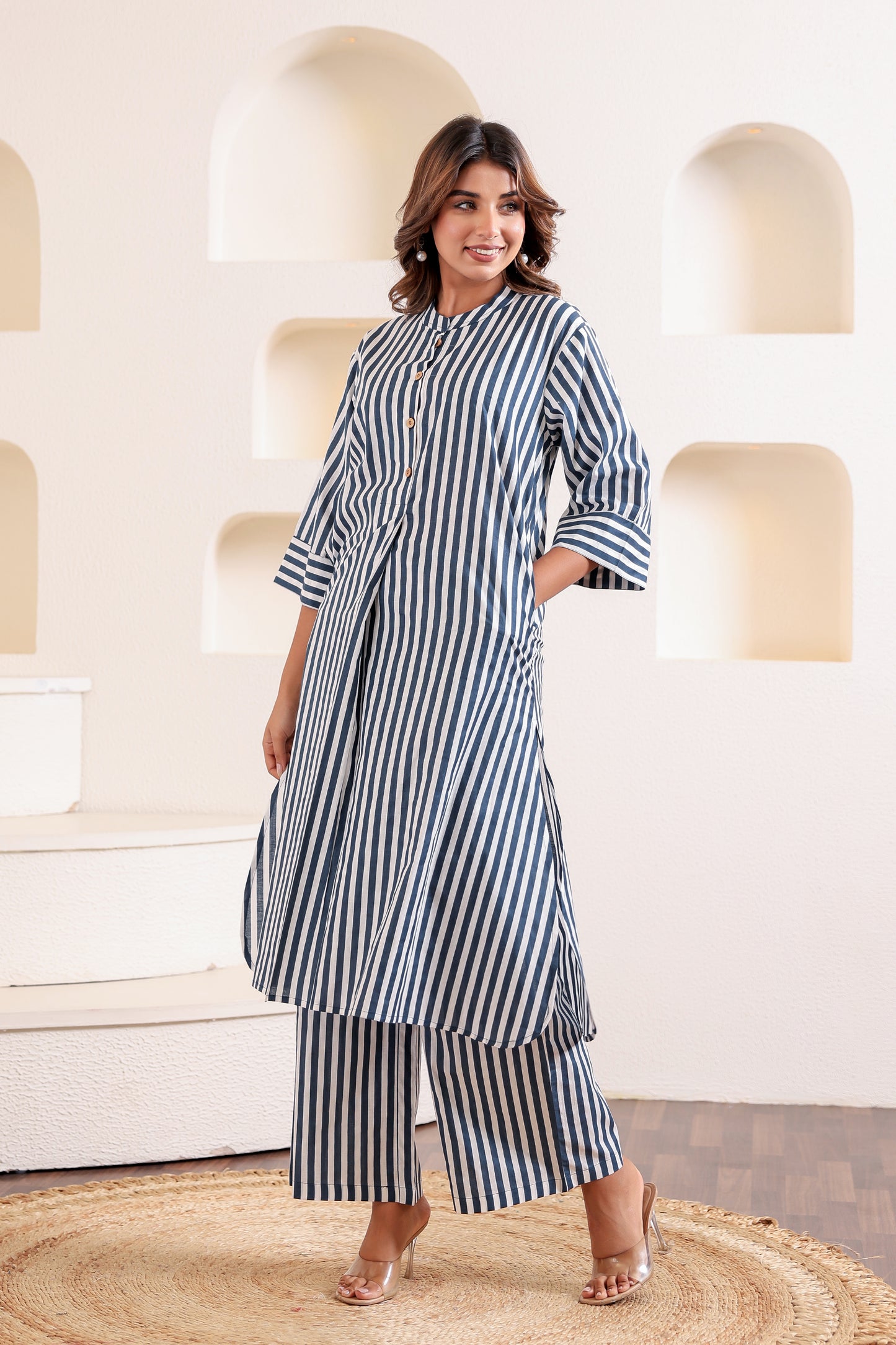 Sleek Blue Cotton Coord Set