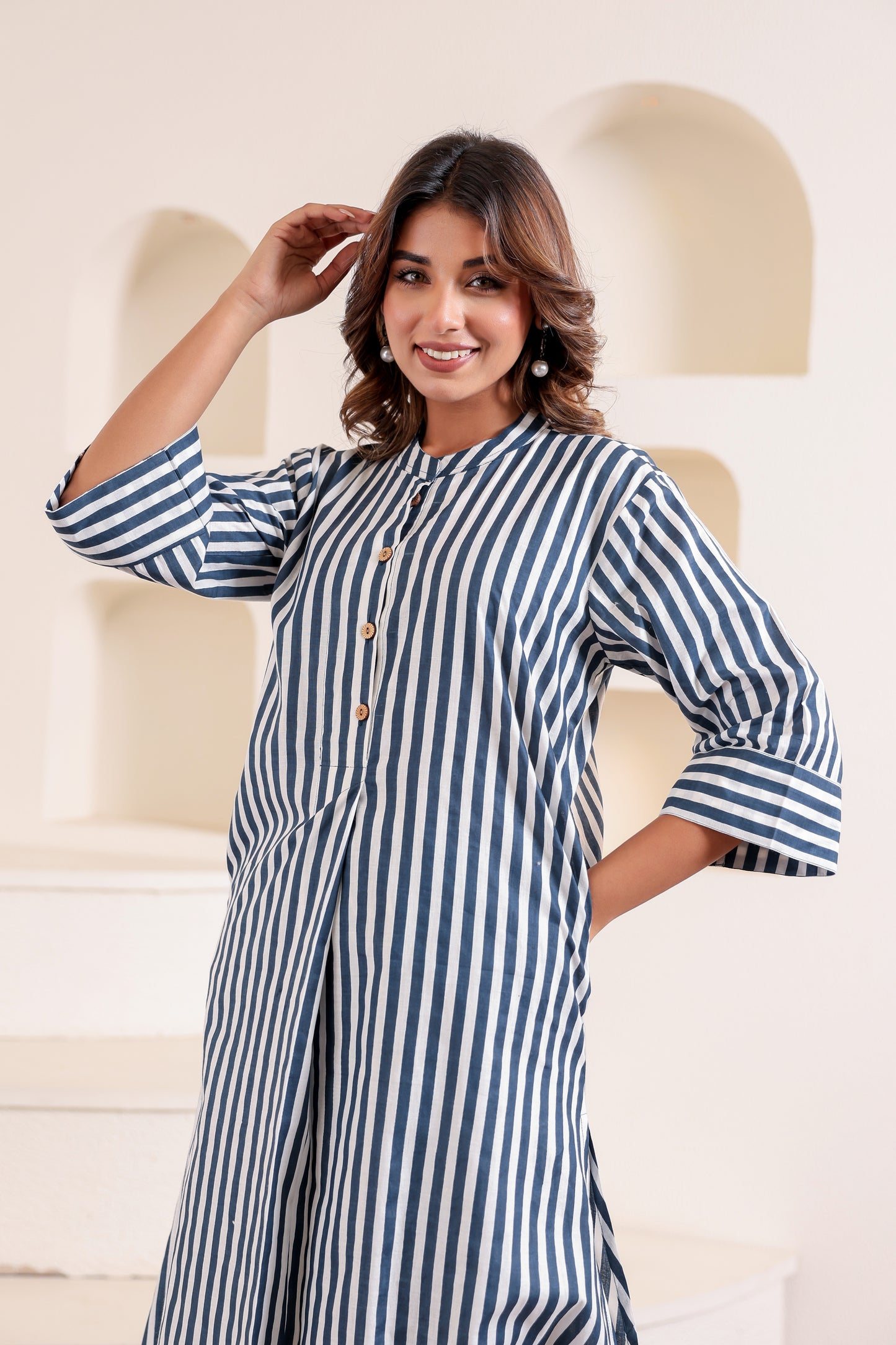 Sleek Blue Cotton Coord Set