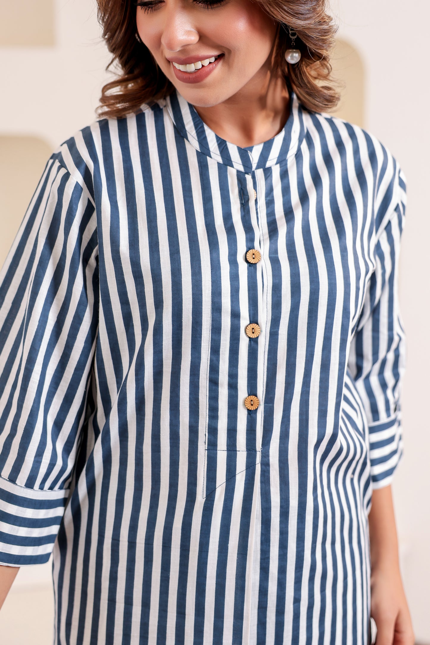 Sleek Blue Cotton Coord Set