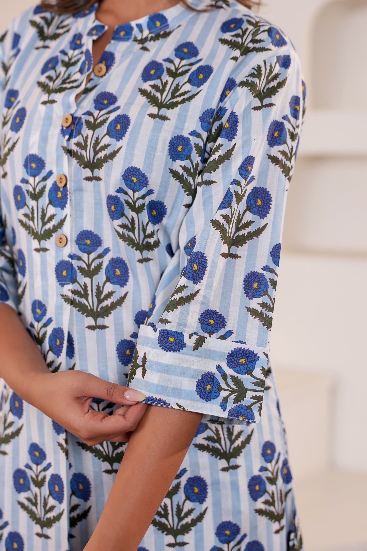 Indigo Motif Cotton Coord Set