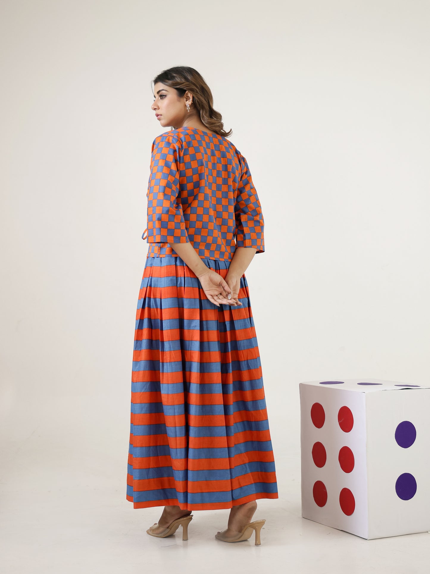 Blue Jay Checks Top & Skirt Set