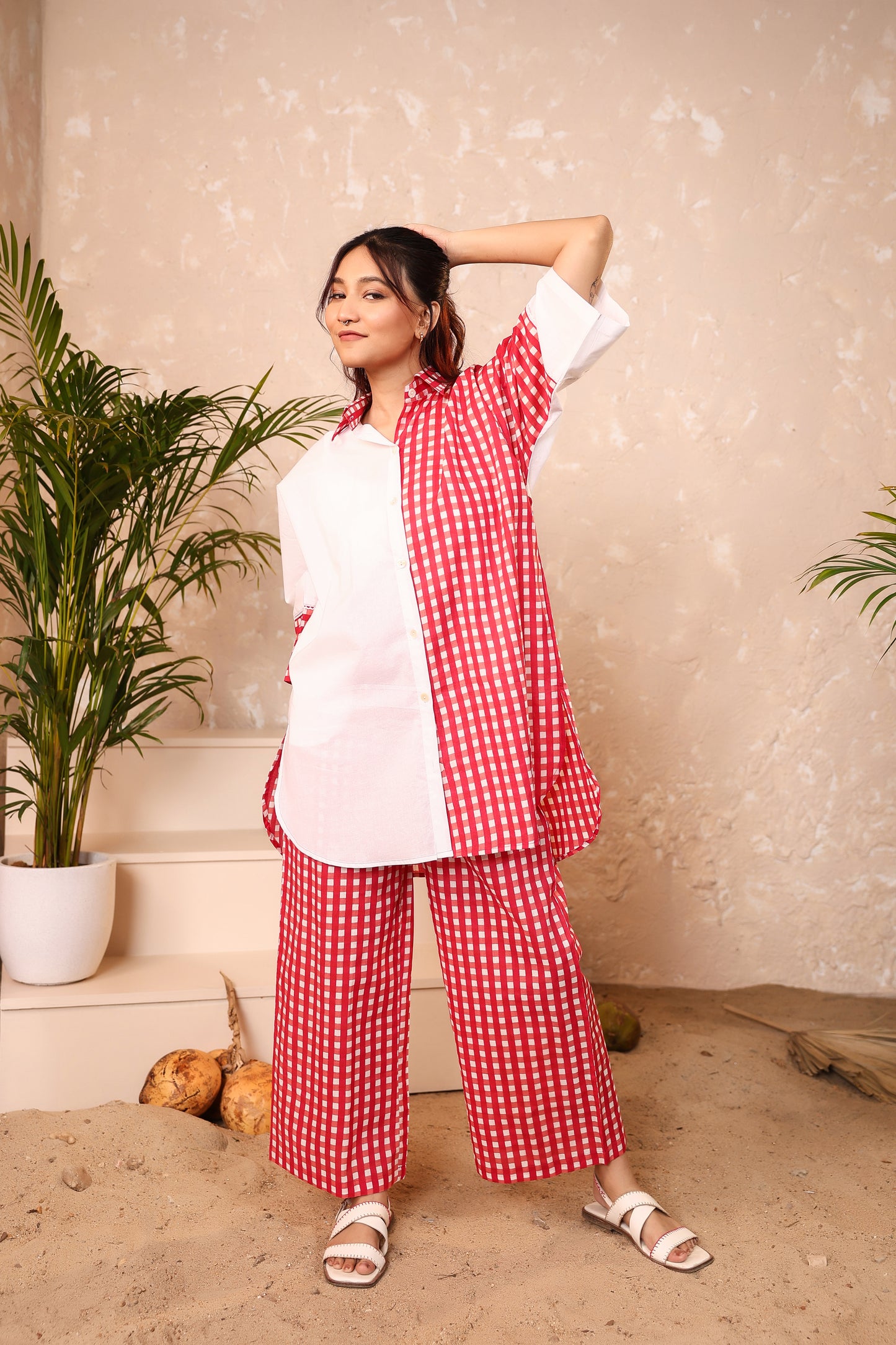 Rosy Checks Cotton Coord Set