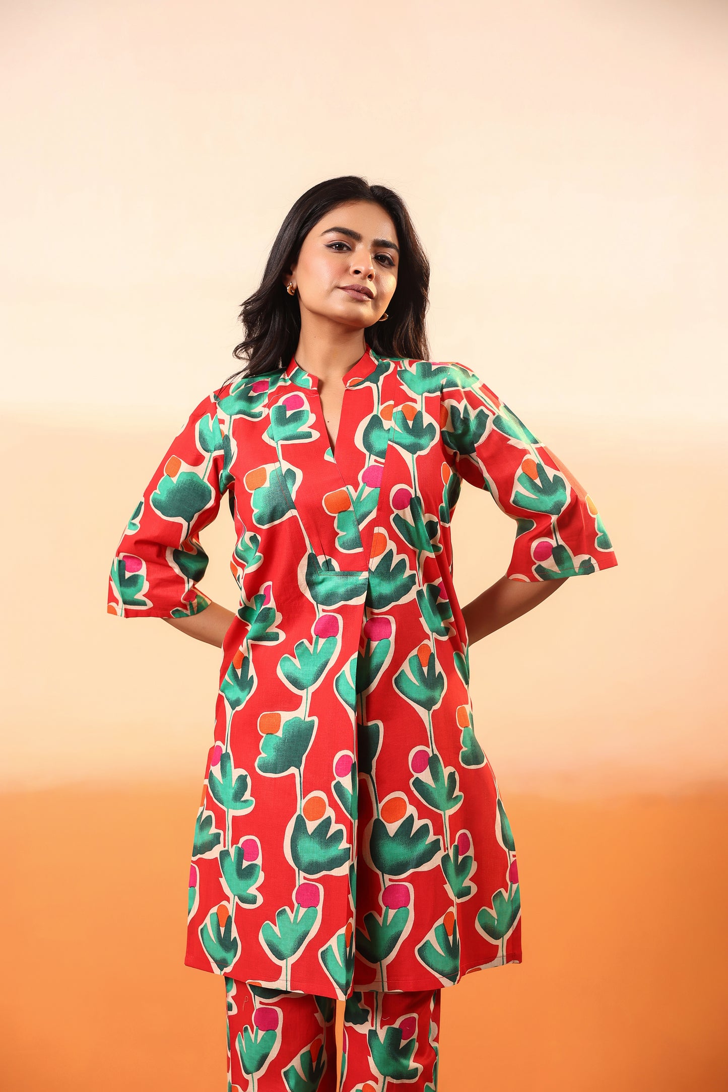 Scarlet Bloom Cotton Coord Set