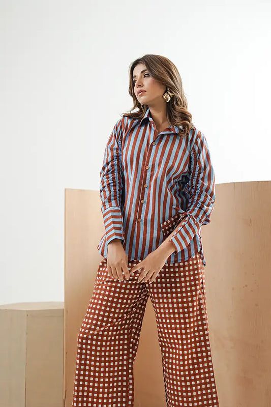 Cinnamon Contrast Cotton Coord Set
