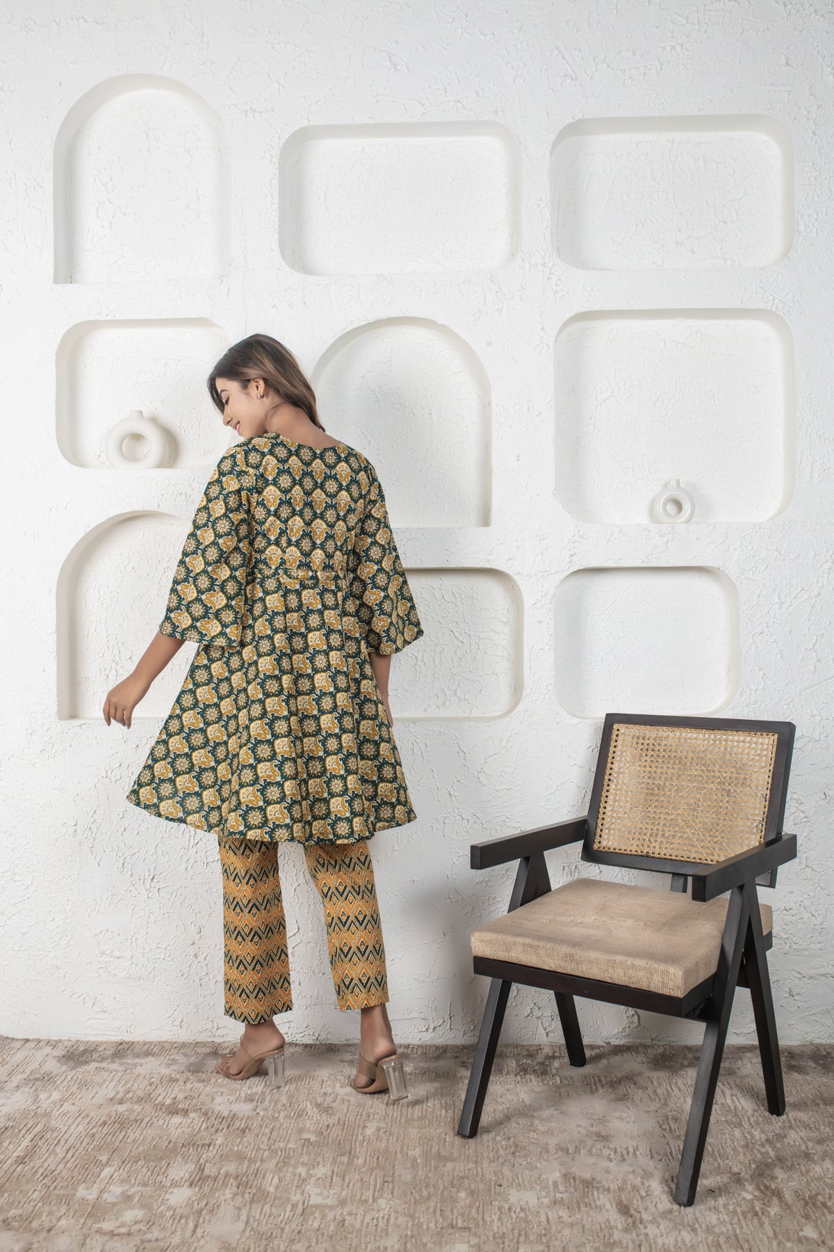 Celery Green Kaftan Pyjama Set