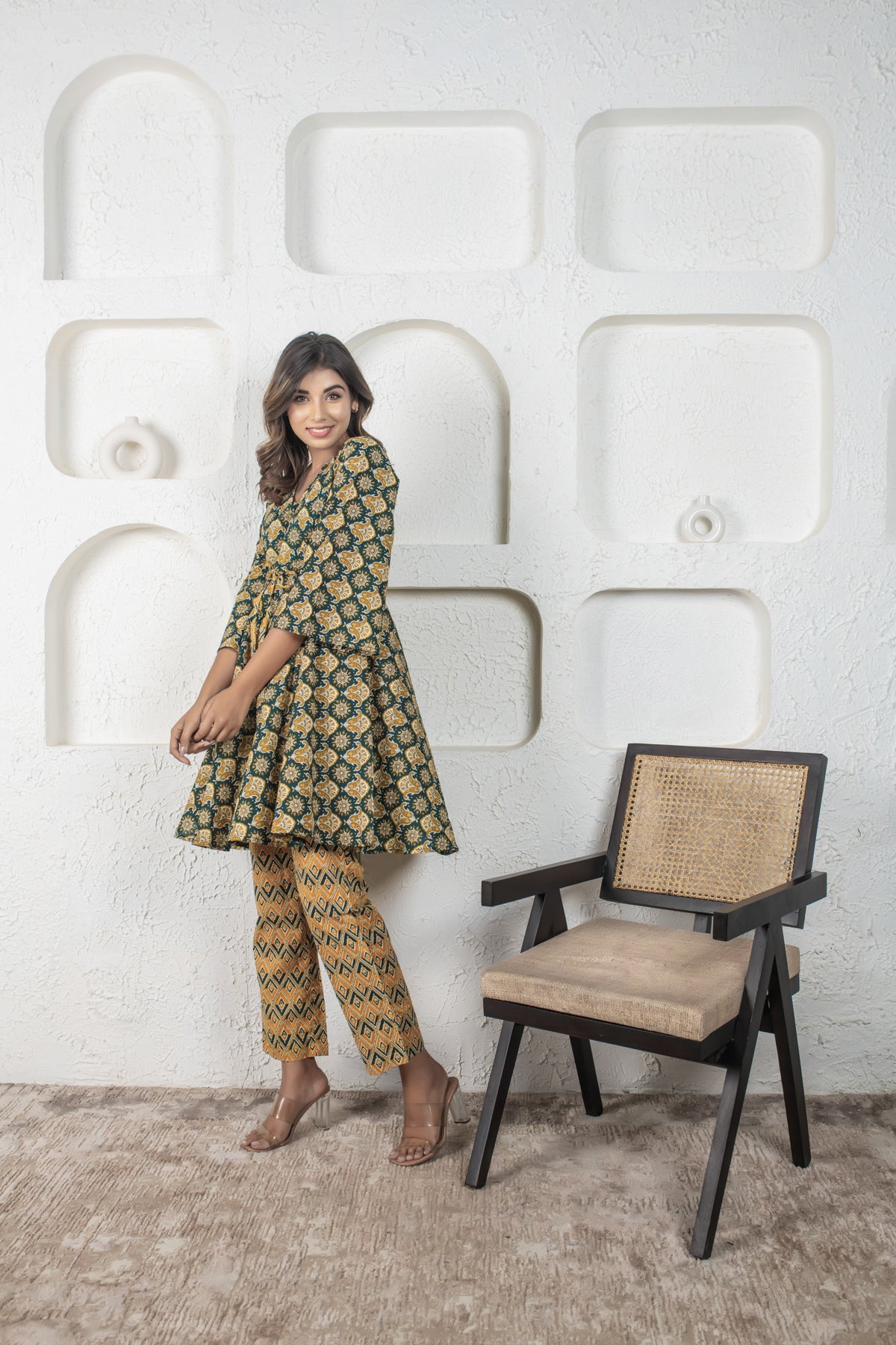 Celery Green Kaftan Pyjama Set