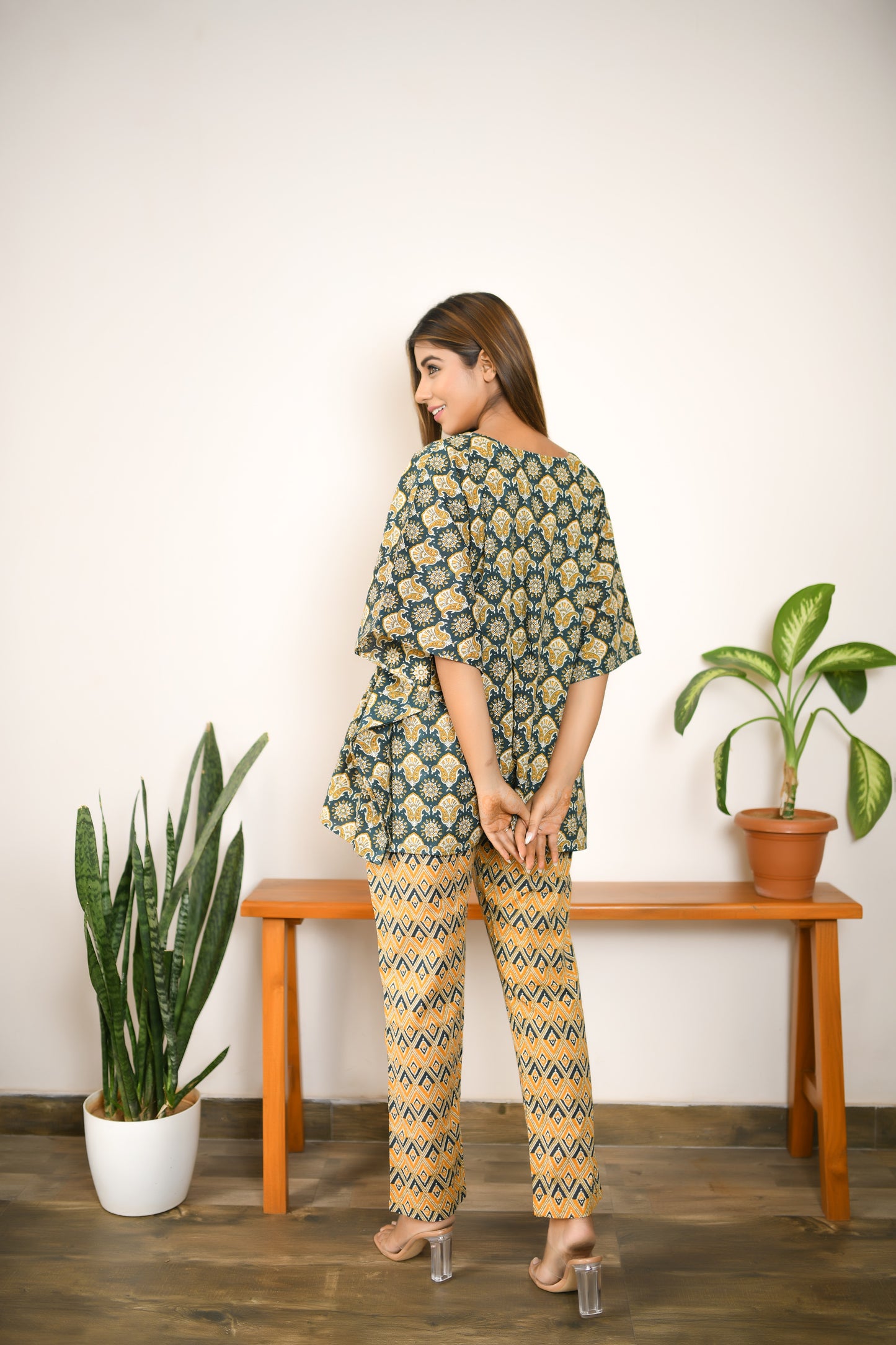 Juniper Green Kaftan Pyjama Set