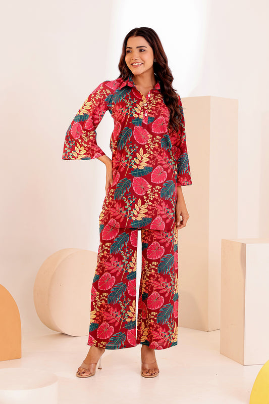 Leafy Drama Cotton Coord Set