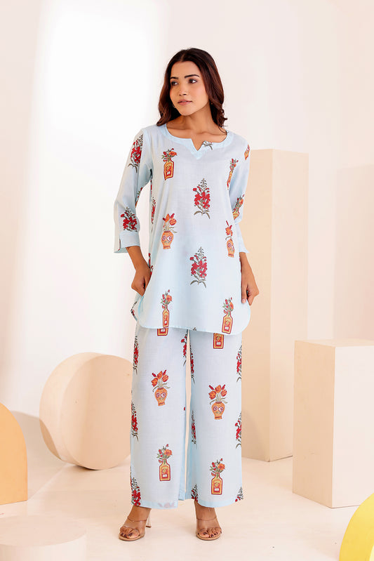Pansy Blue Cotton Coord Set