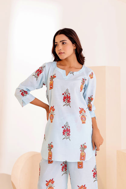 Pansy Blue Cotton Coord Set