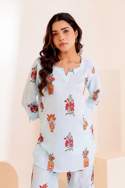 Pansy Blue Cotton Coord Set