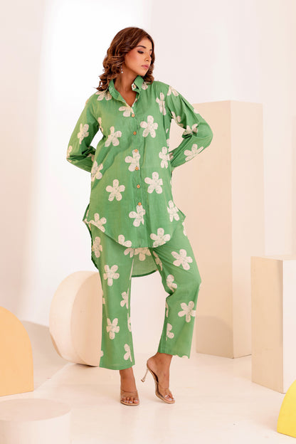 Pea Green Cotton Coord Set