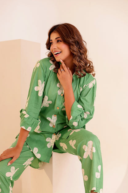 Pea Green Cotton Coord Set