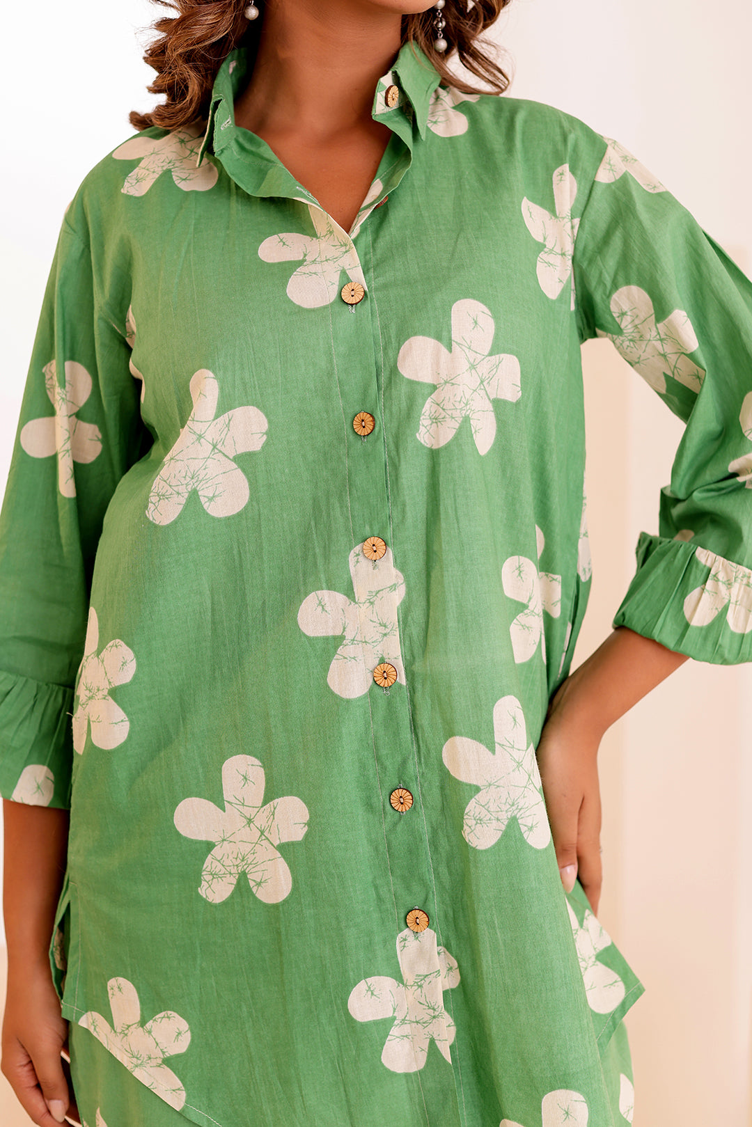 Pea Green Cotton Coord Set