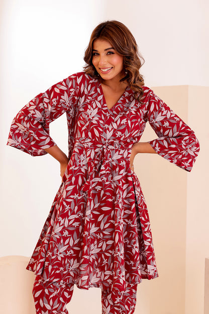 Canon Maroon Cotton Coord Set
