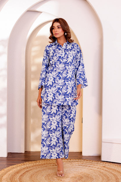 Charming Blue Cotton Coord Set