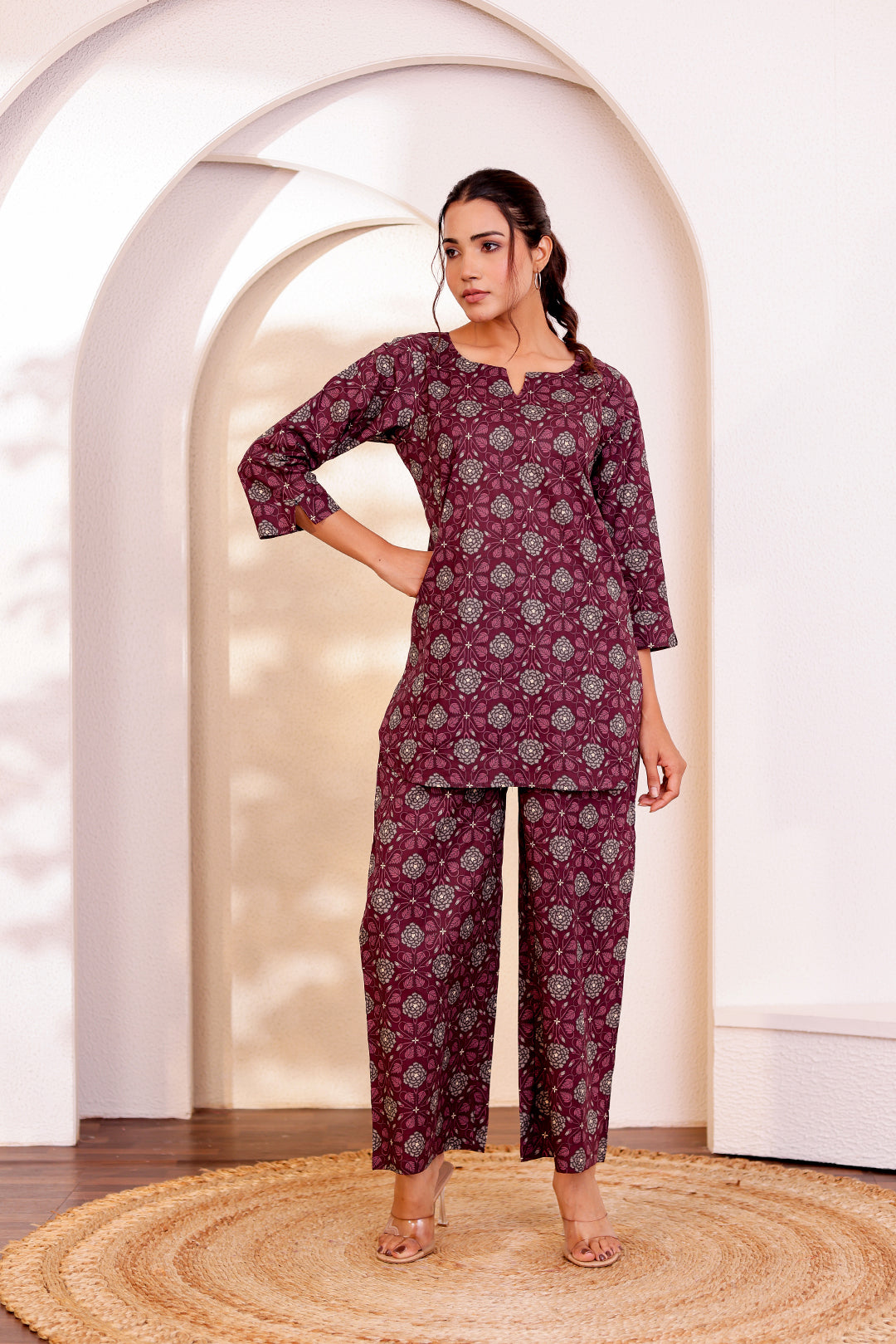Dark Mauve Cotton Coord Set