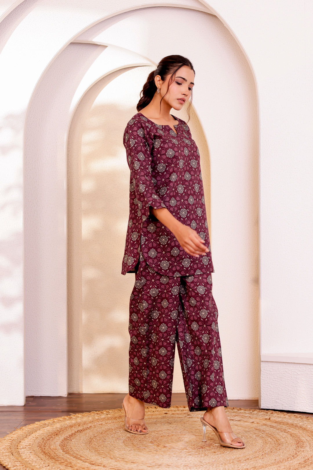 Dark Mauve Cotton Coord Set