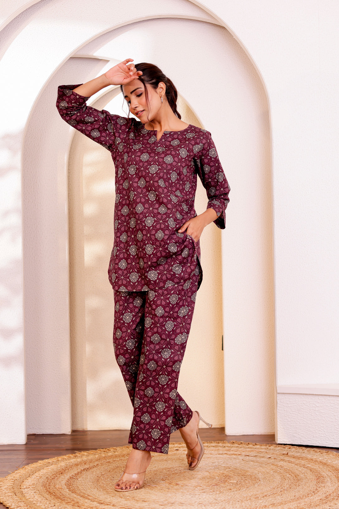 Dark Mauve Cotton Coord Set