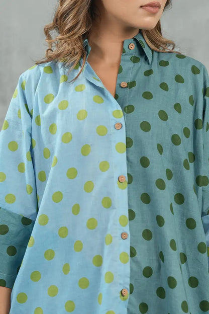 Aqua Polka Dot Cotton Co-Ord Set