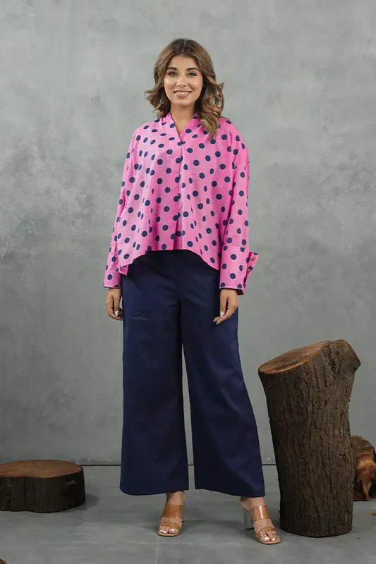 Pink Polka Statement Cotton Co-Ord Set