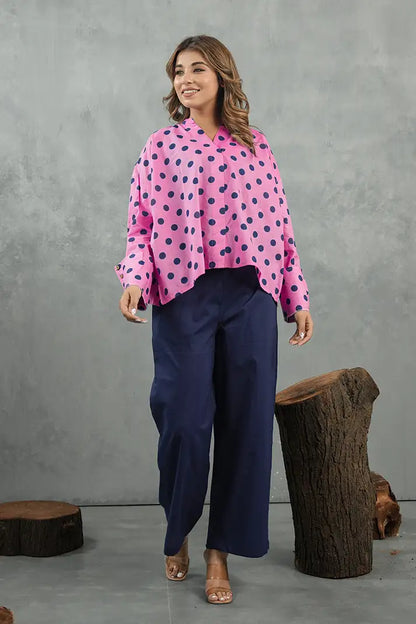 Pink Polka Statement Cotton Co-Ord Set