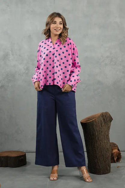 Pink Polka Statement Cotton Co-Ord Set
