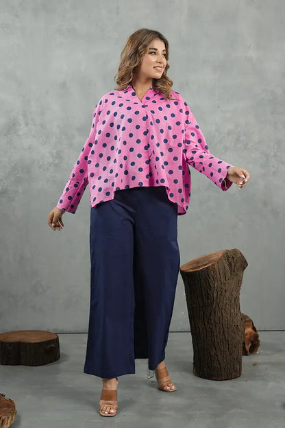 Pink Polka Statement Cotton Co-Ord Set