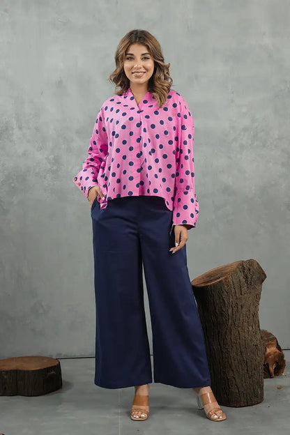 Pink Polka Statement Cotton Co-Ord Set