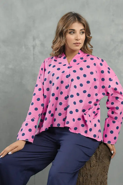 Pink Polka Statement Cotton Co-Ord Set