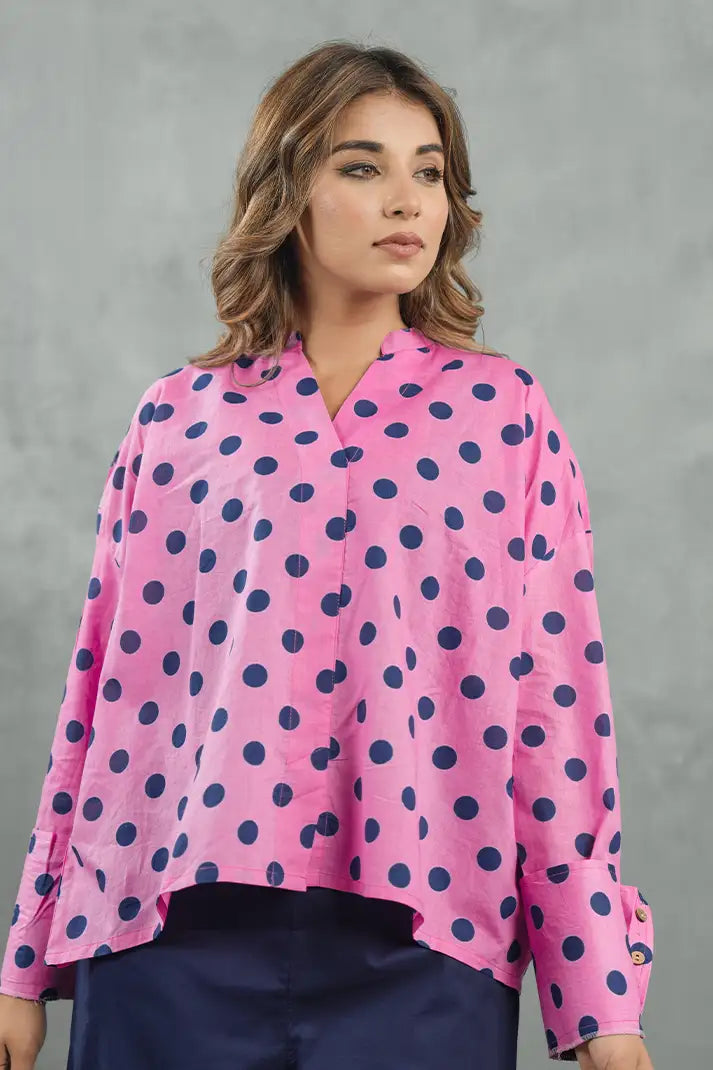 Pink Polka Statement Cotton Co-Ord Set