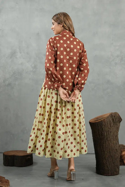Rust Polka Skirt Cotton Set