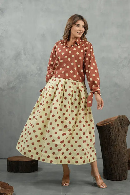 Rust Polka Skirt Cotton Set