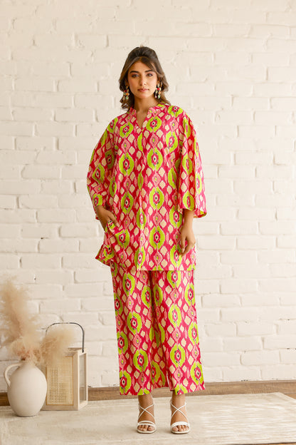 Rani Pink Ikkat Cotton Coord Set